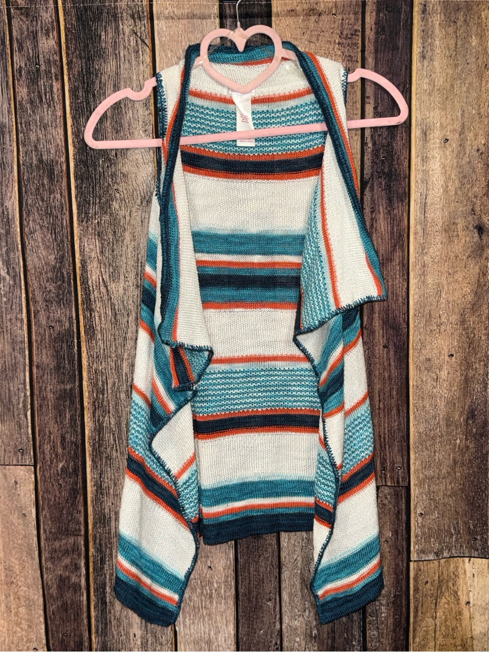 Xhilaration Girls Striped Knit Draped Vest Sz M